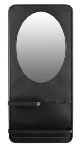 Miroir étagère noir L